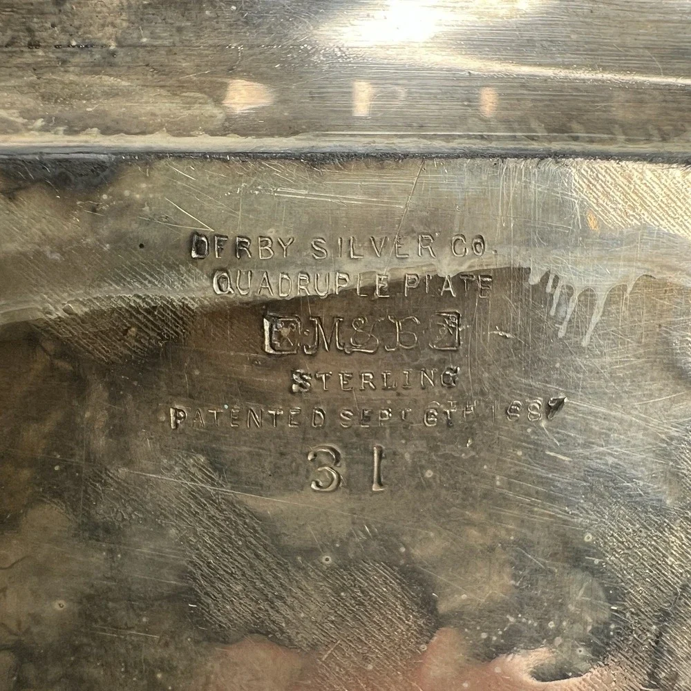 Antique Derby S.P. International Silver Plate Embossed Dresser Tray Trinket